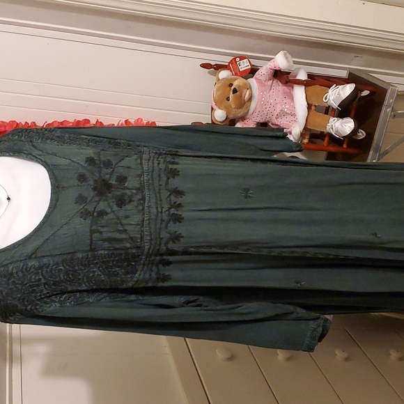 Wicca/Bohemian Forest Green MAXI Dress - Picture 3 of 5